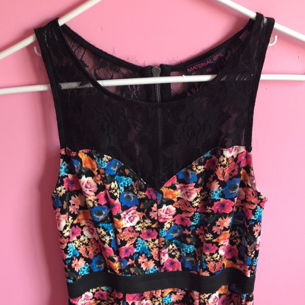 Floral, and black lace skater skirt dress